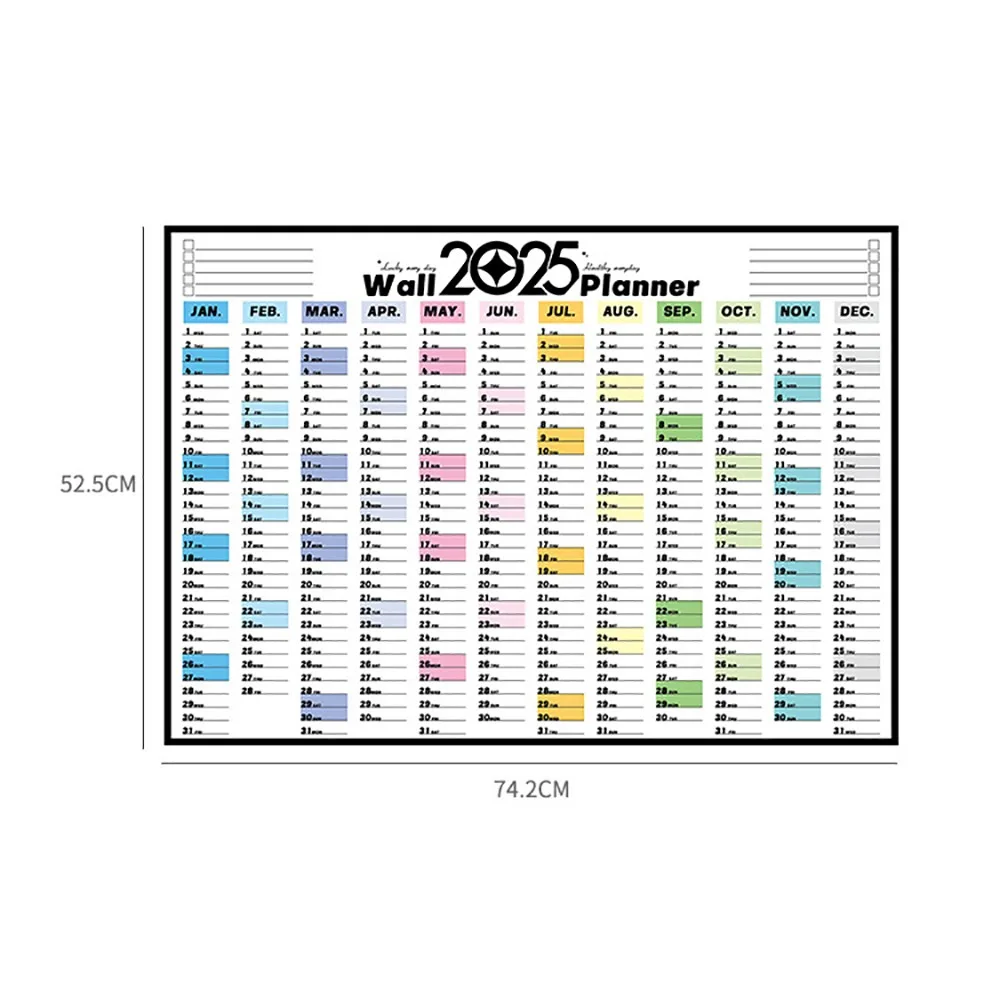 Calendrier mural polyvalent, planificateur papier, feuille d'immatriculation, bloc-notes 2025, plan 03, maison, bureau, nouveau