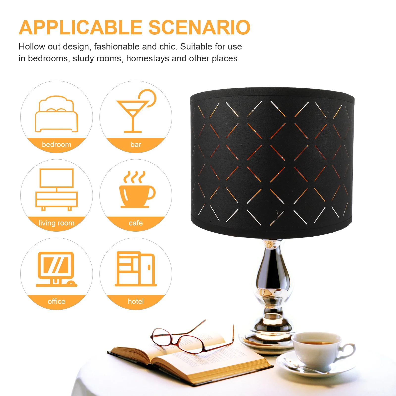 

Декоративный сменный абажур, черный круглый тканевый абажур для напольного стола, отеля, спальни, светильник