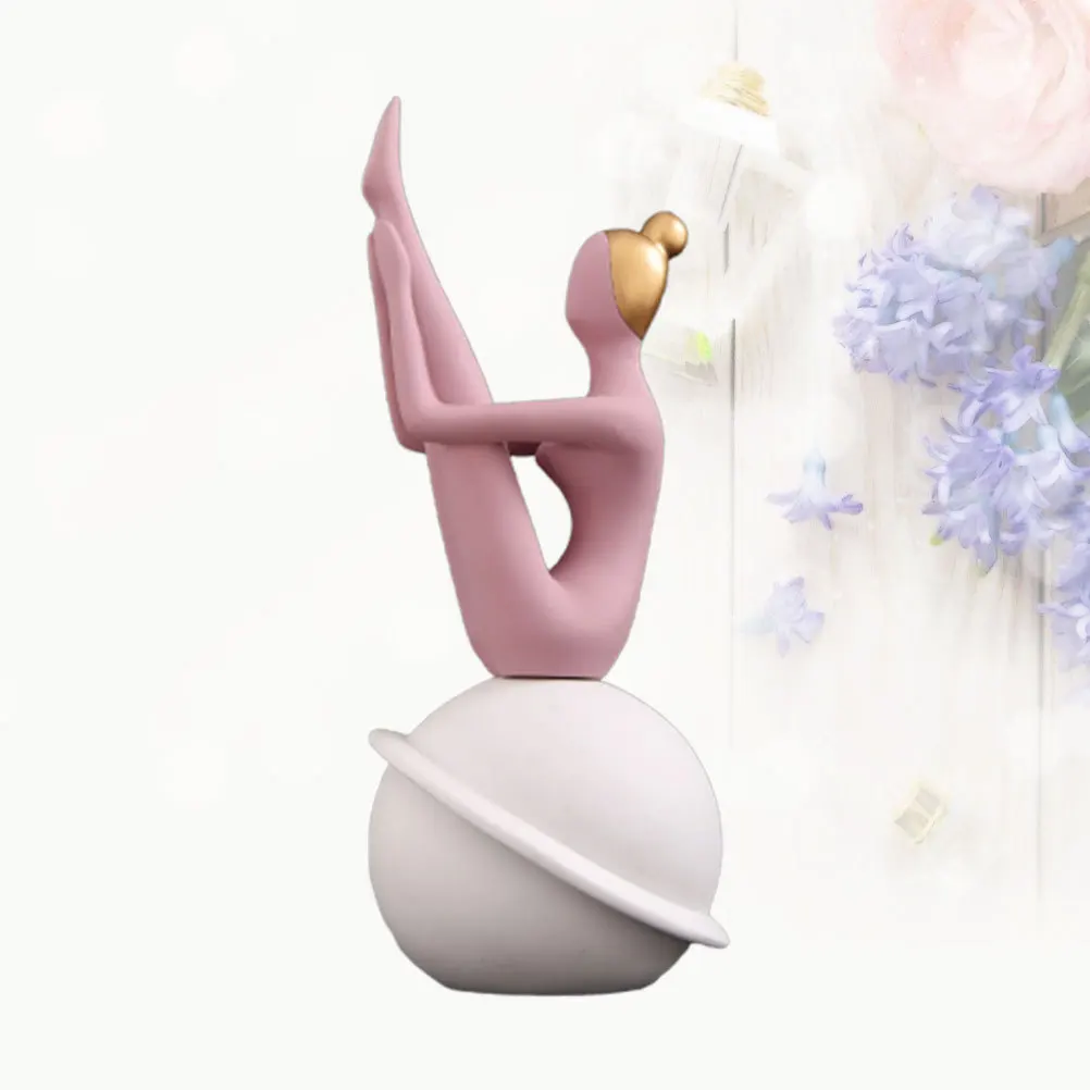 

Adorable Yoga Person Statue Resin Desktop Decoration Exquisite Workmanship for Living Room Study Bar Use Purple Pink