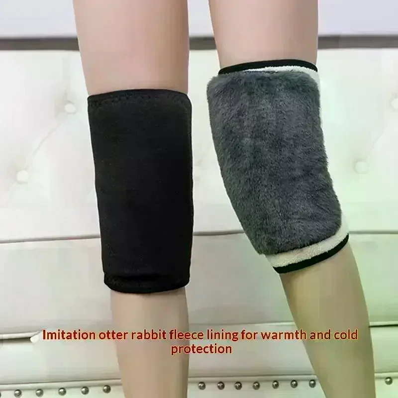 

Winter Warm Knee Pads For Women Leg Warmers Men Old People Cold Leg Arthritis Kneepad Knee Support Rabbit Fur Knee Protector