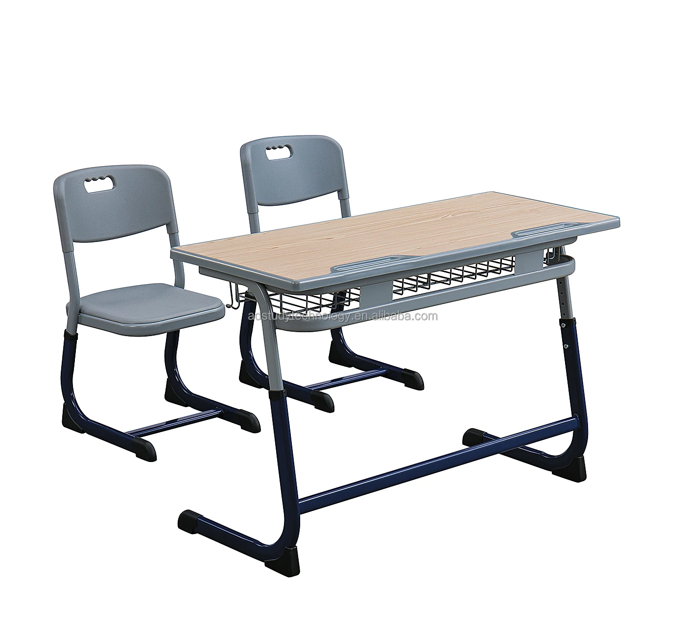 

Ergonomic Middle School Furniture Double Seater Student Adjustable Height Study Reading Desk and Chair Set