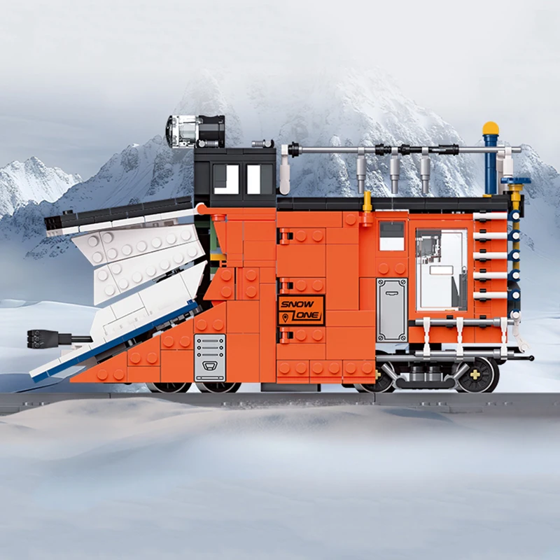 JIESTAR 59095 ハイエンド雪シャベル列車ブロック ライトトラック付き DIY ビルディングレンガパズル DIY おもちゃ子供クリスマスギフト男の子