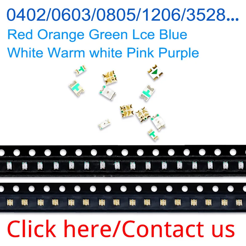 LoCNService 0603 1608 SMD LED 4000個 赤 オレンジ 黄 緑 翡翠緑 Lce 青 白 暖白色 ピンク 紫 高輝度