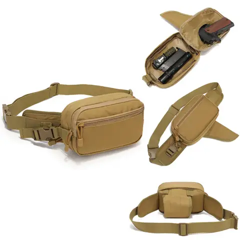 Tactical Concealed Gun Holster Waist Pack for Glock 17 19 23 9mm 1911 Pistols – EDC Portable Utility Belt Pouch for CS, Hunting