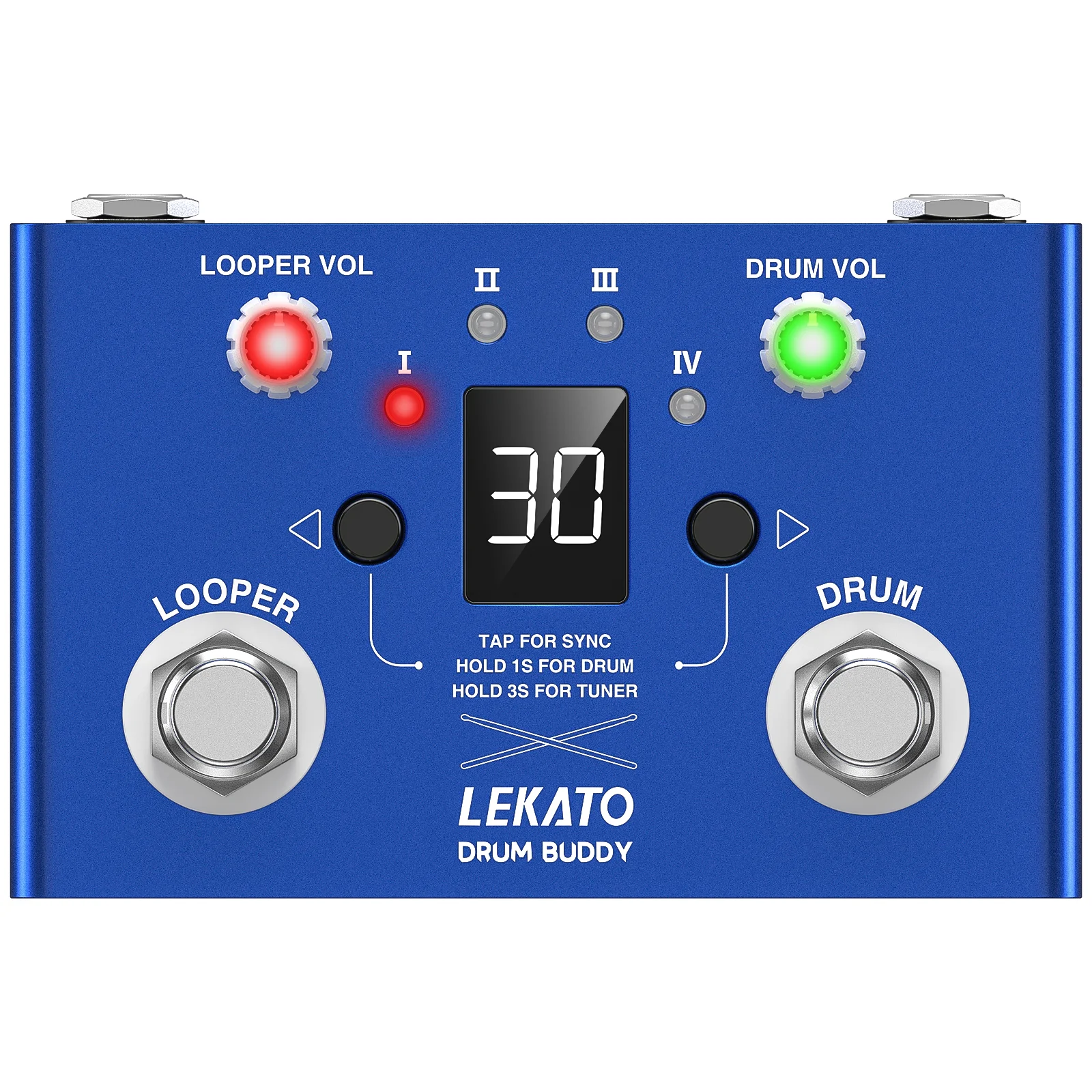 LEKATO Drum Looper Pedal with Tuner 30 Drums 4 Loops of Total 11 Minutes Recording Time Drum Machine with Loop