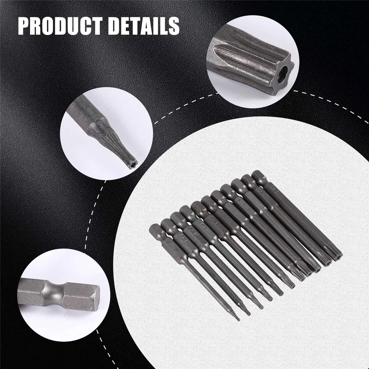 ABZV-11Pcs 75 مللي متر المغناطيسي S2 الصلب مفك بت عرافة توركس رئيس T6/T7/T8/T9/T10/T15/T20/T25/T27/T30/T40