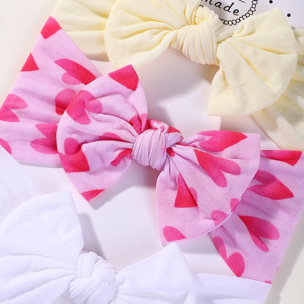 3Pcs/lot Big Bows Headband for Baby Girls Elastic Nylon Headscarf Infant Toddle Boutique Headcap Hairtie Babe Head Accessories