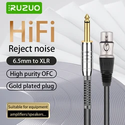 RUZUO HIFI Microphone Cable XLR 3-Pin to Jack 6.5mm  Aux Cable 6.5 mm to XLR Female Plug For Speaker Mixer Amplifier 1M 2M 3M