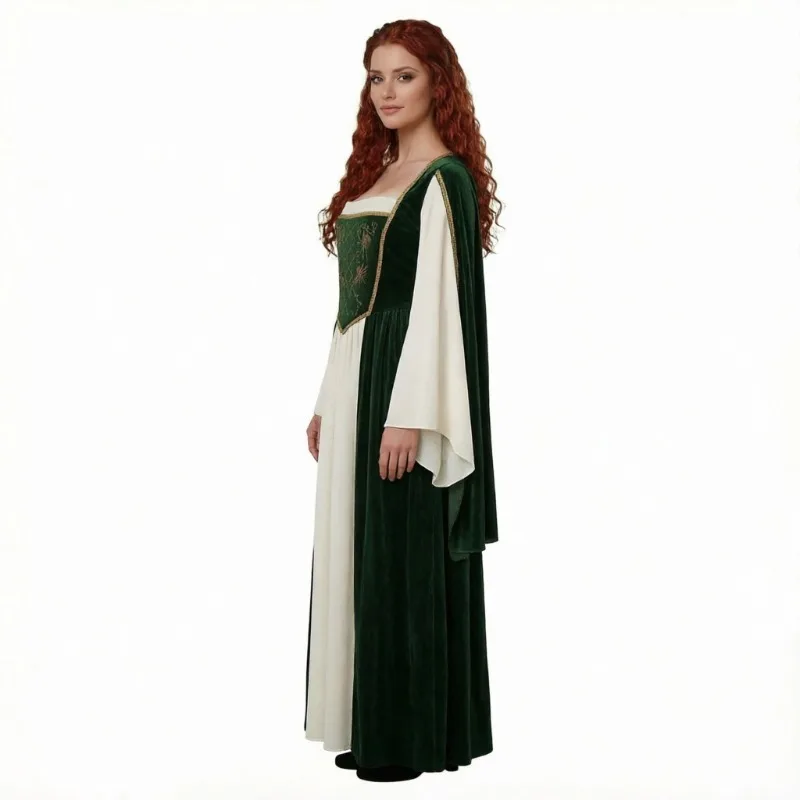 Nouveau costume de cosplay médiéval, robe longue à manches longues imprimée, tenue de fête sur le thème de la Renaissance, costumes de jeu de rôle pour femmes adultes.