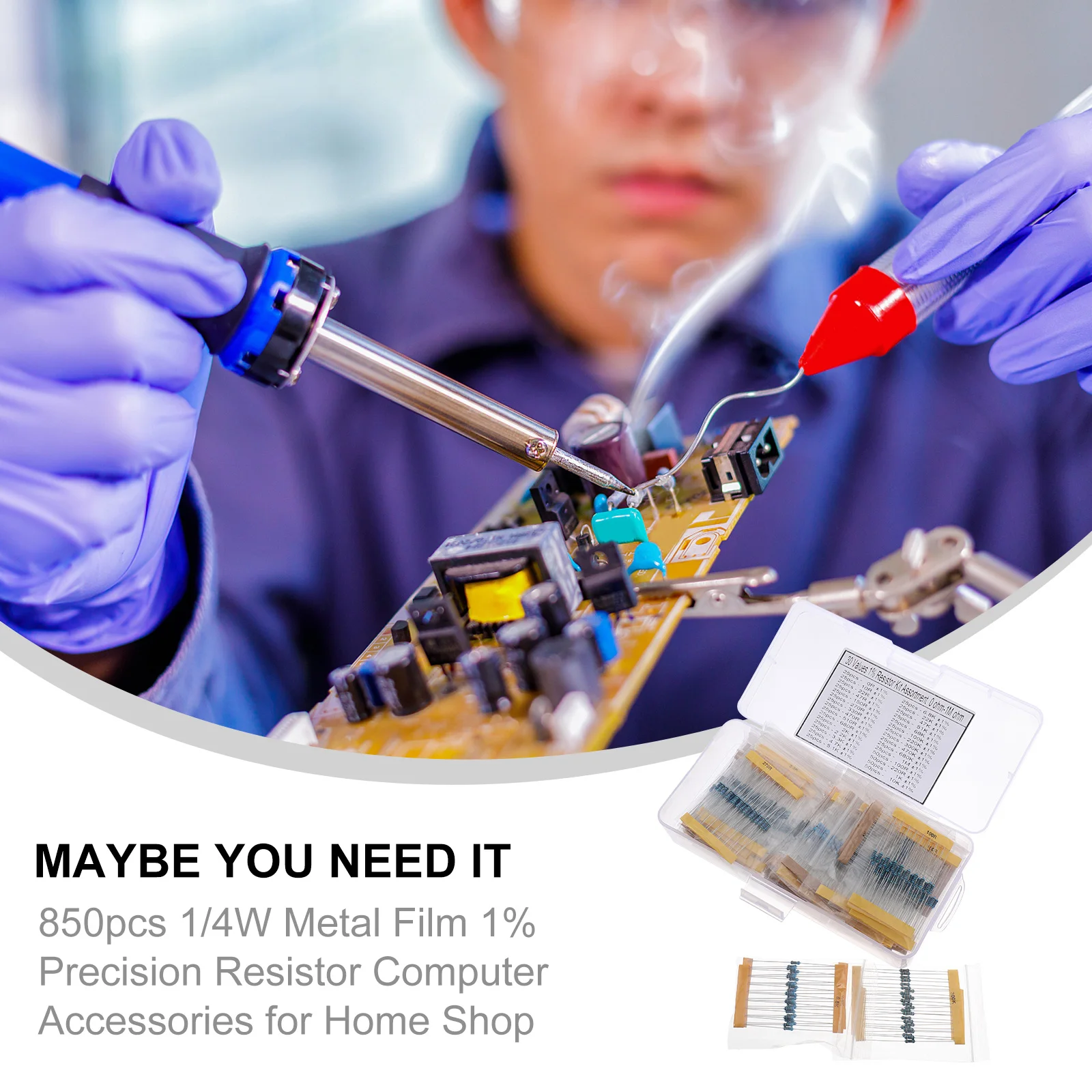 

850pcs 1/ 1% Precision Metal Film Resistor Assortment Kit 0 Ohm To Ohm Diy Electronic Projects Tool Teaching Equipment For