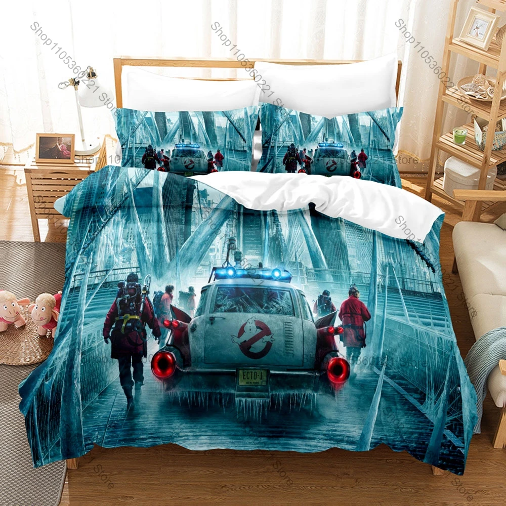 Icon Ghostbusters Logo Graphic Movie Bedroom Decor Bedding Duvet Cover + 2 Pillowcases Classic Movie Fan Room Decor