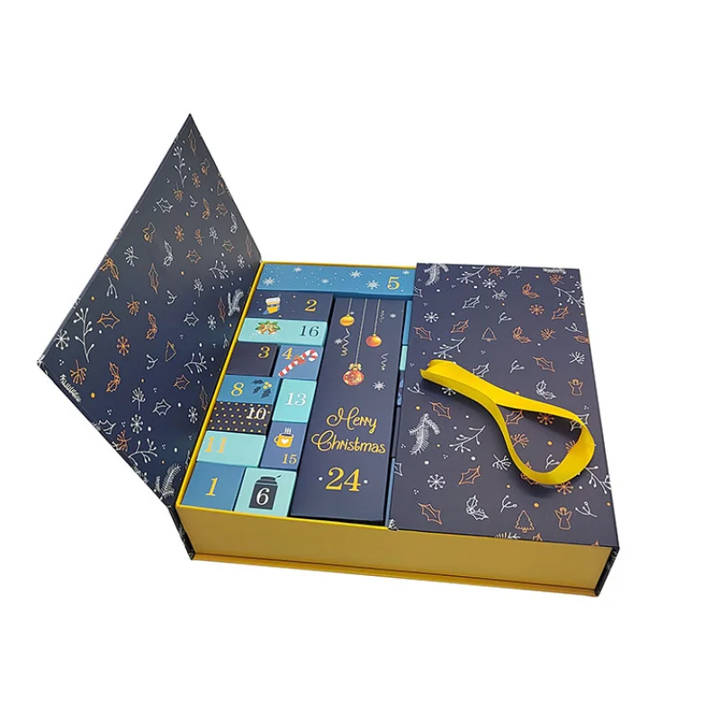 Custom Advent Calendar Empty Luxury Cardboard Paper Gift Beauty Cosmetic Packaging Countdown Christmas Advent Cal custom design