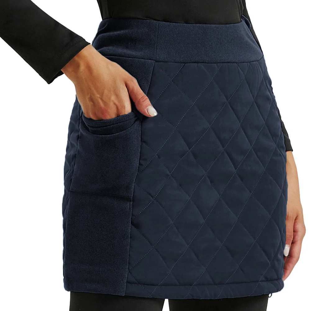 JS Women Padded Sports Skirt Vintage Warm Split Elastic High Waist Zip-Up A-Line Skirt Patchwork Korean Fashion Hip Pencil Skirt