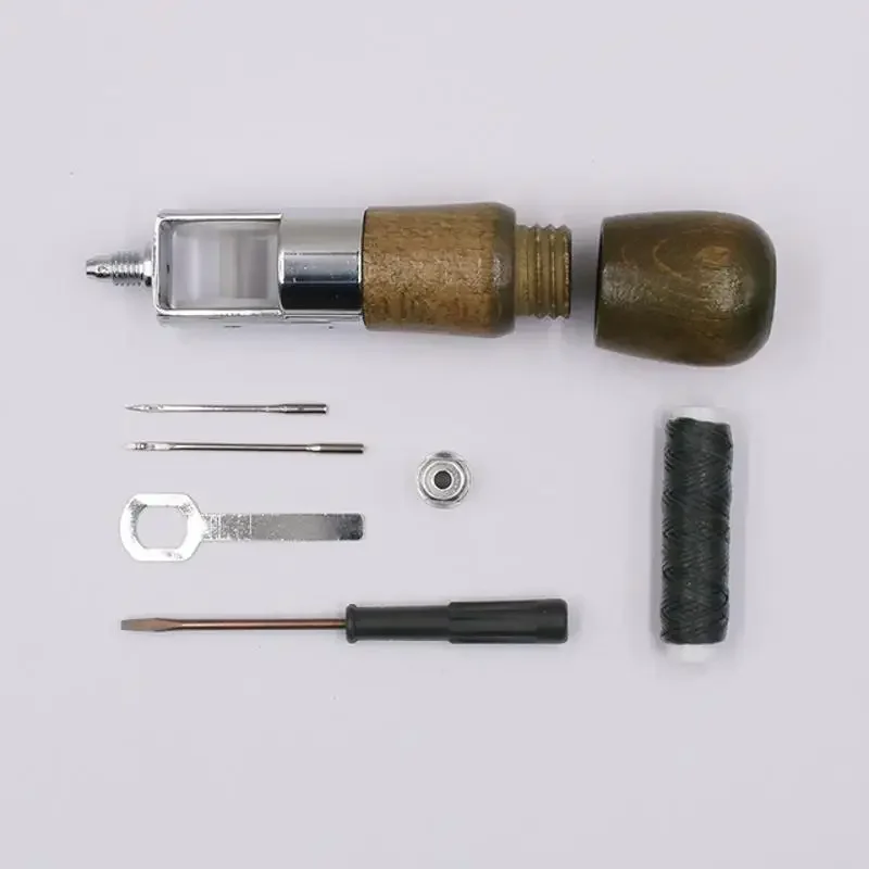 Wooden Handle Leather Cone Thread Kit Sewing Tool Set Sewing Thread Shoe Repair Variable Thread Handmade DIY Sewing Tool