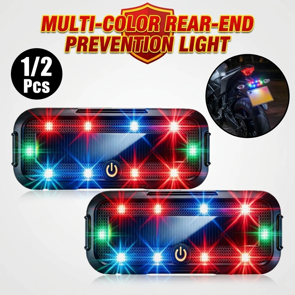 1/2Pcs Electric vehicle solar warning flashing light, motorcycle anti rear end collision wireless car rear navigation light