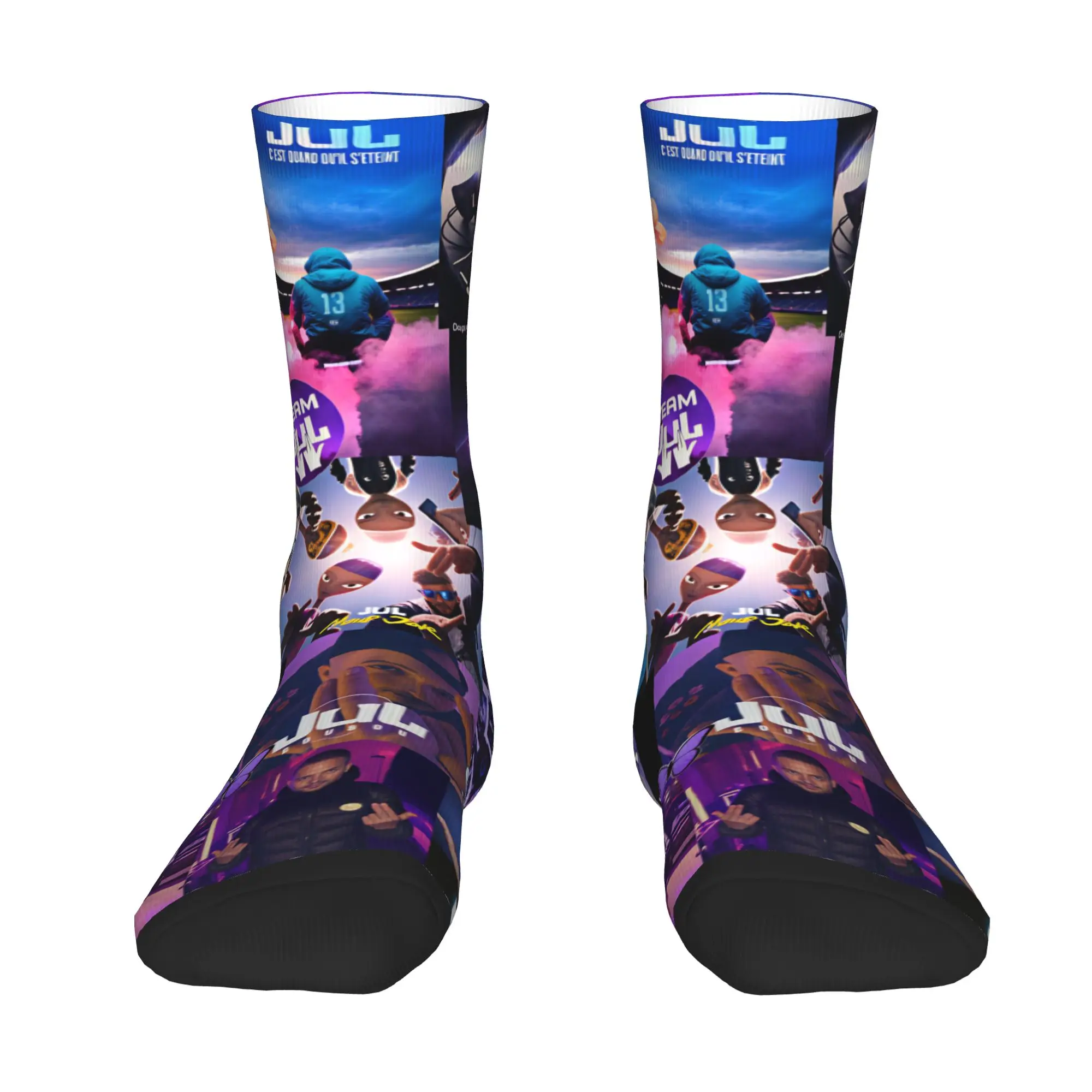 Rapper J-JuL French Popular Singer Men's Crew Socks Unisex Fun 3D Print  Dress Socks