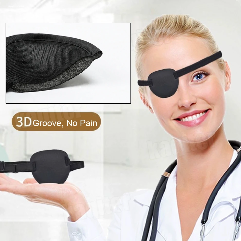 

1 Piece Eyeshades Adjustable Strap Medical Use Concave Eye Patch Foam Groove Washable Eyeshades Adjustable Strap