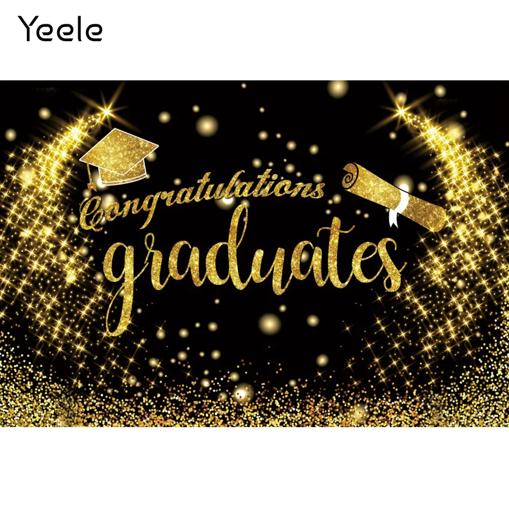 Yeele Black Golden Glitters Congratulations Graduates Celebration Photography Backdrop Photographic Backgrounds For Photo Studio