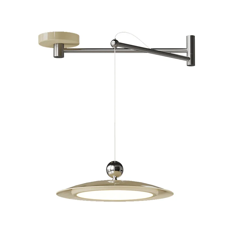 

Cream Wind Flying Saucer Restaurant Light Creative Rocker Arm Displaceable Chandelier Full Spectrum Dining Table Ba