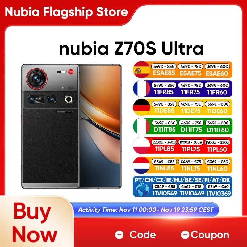 2025 World Premiere nubia Z70S Ultra 5G Smartphone New Snapdragon 8 Elite 6600mAh Battery 6.85» 144Hz AMOLED Display NFC Global Version Telephone Moile Phone 9