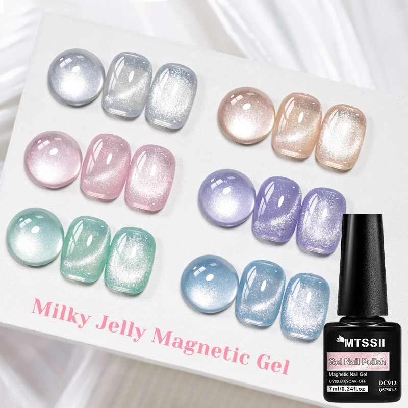 7ml Milky Jelly Silvery Moonlight Cat Magnetic Gel Nail Polish 10ml Water Light Jelly Transparent Color Soak Off Nail Art Gel