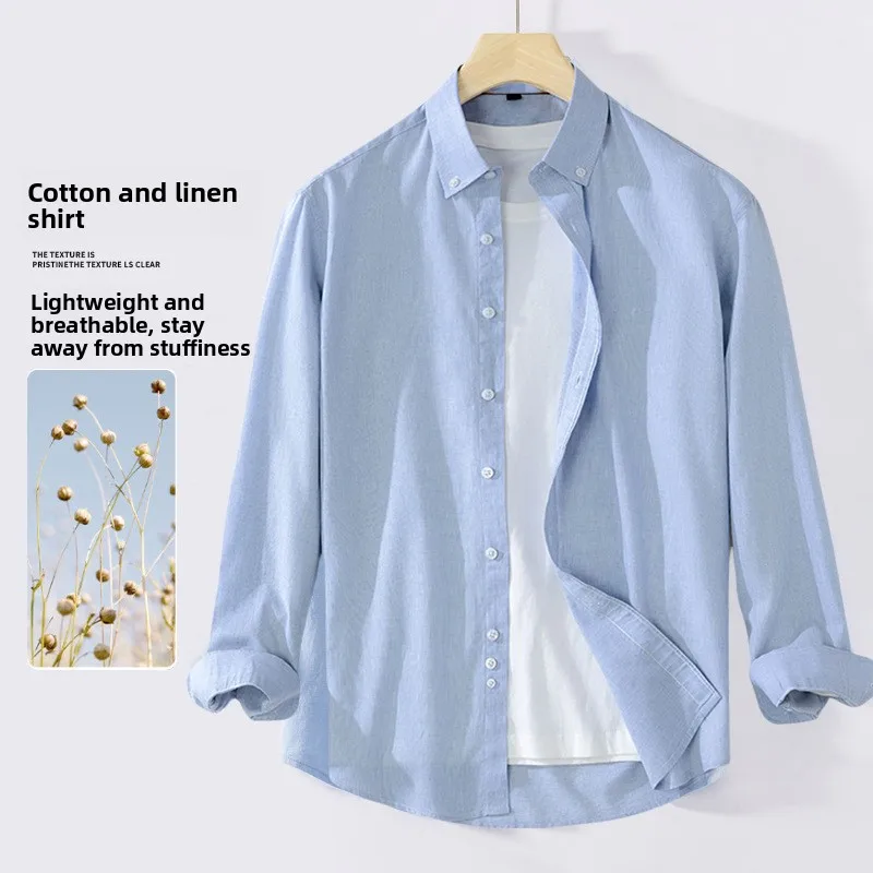 

2025 New Men's Cotton Linen New Men's Linen Long-sleeved Shirt Breathable Casual Top Men's Shirt