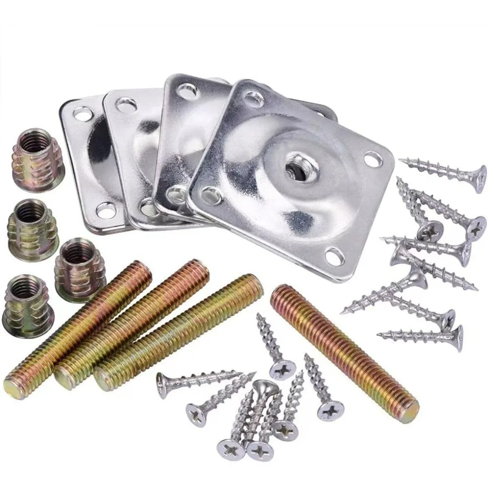 

Donuts Leg Mounting Plates Furniture Leg Attachment Plates with Hanger Bolts Screws Strengthen for Sofa Couches Tables Leg