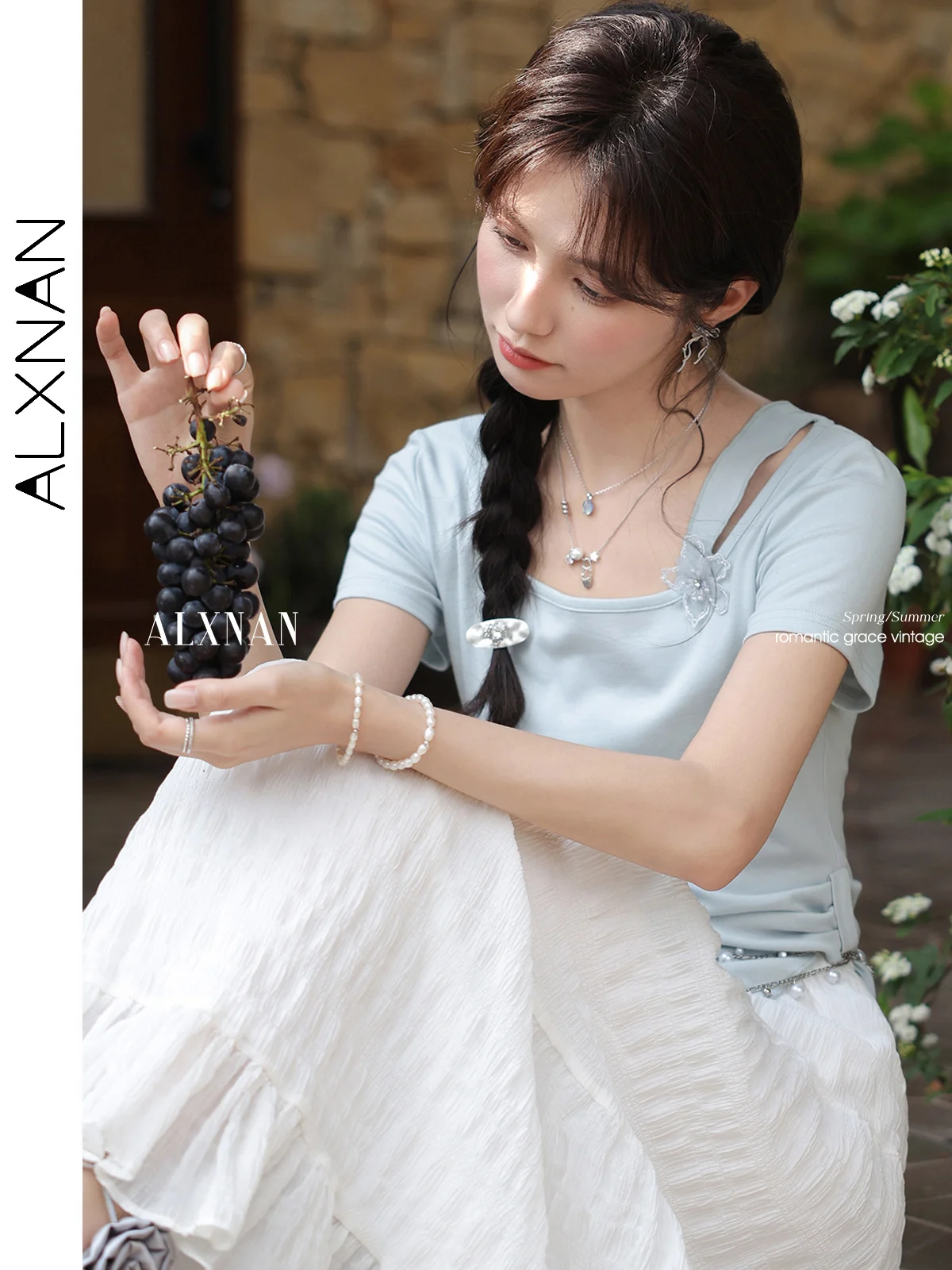 ALXNAN Plus Size White Skirt Long Elegant Holiday Women's Midi Skirt 2025 Summer Casual A-line Loose-fit Ladies Clothing D10307