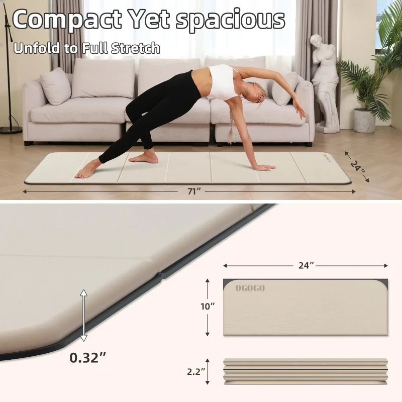 

Foldable Yoga Mat Extra Thick Eco-Friendly POE Material, Non-Slip Design Fitness Mats, Multi-Purpose Workout Mats