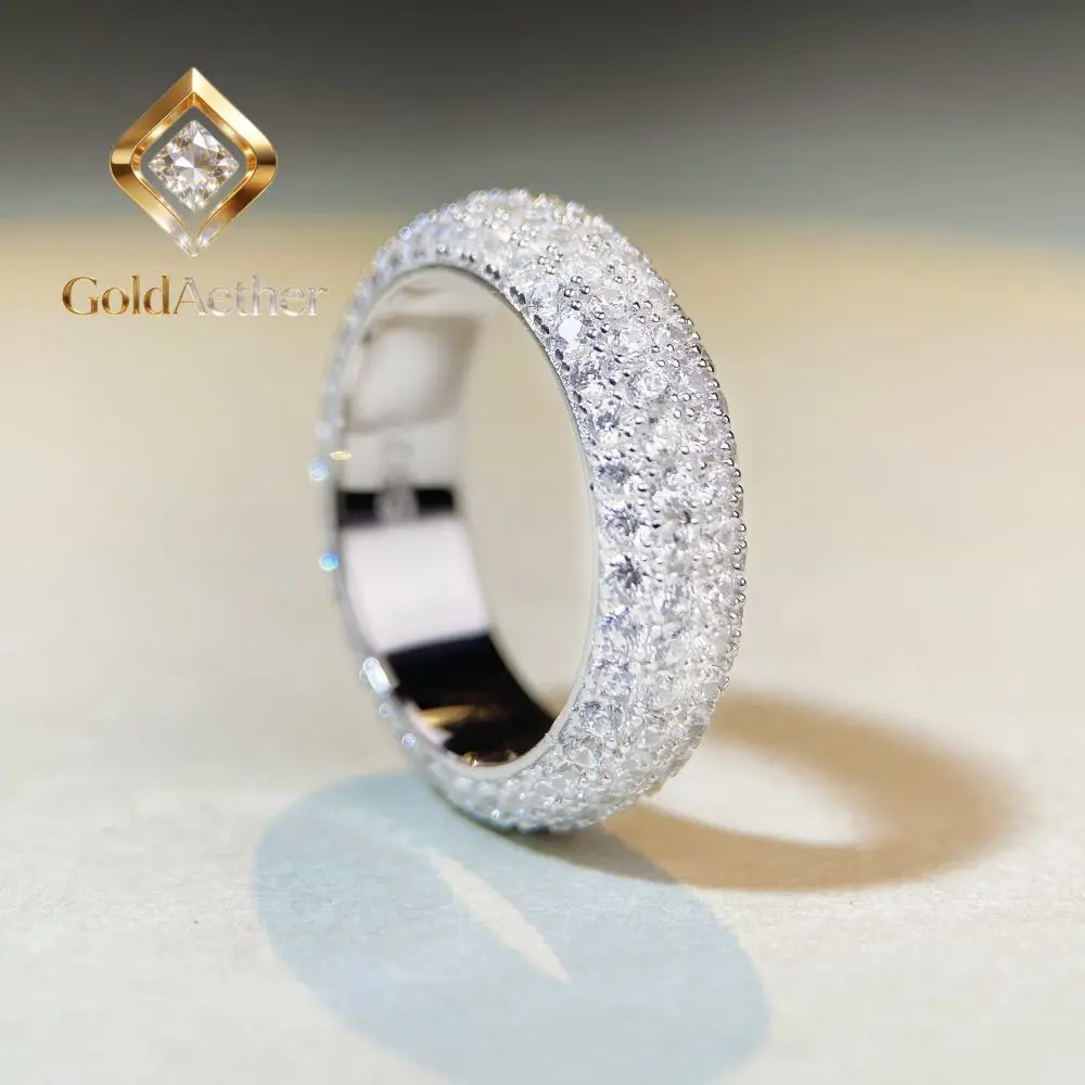 

Кольцо GoldAether Luxury из белого золота и платины PT950 с полным бриллиантовым паве, унисекс, средний размер, популярное в Европе и Америке.