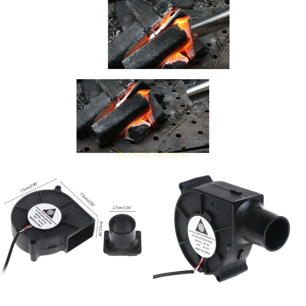

A2BE 5V USB Plug Blower Fan with Speed Controller 2500RPM BBQ Grill Cooking Blower