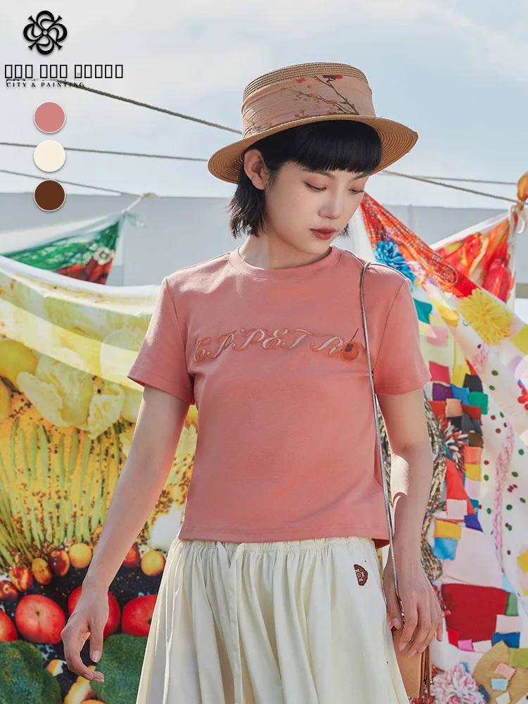 

Модная повседневная женская футболка из мягкого, приятного к телу хлопка, универсальный укороченный топ с круглым вырезом и коротким рукавом для лета