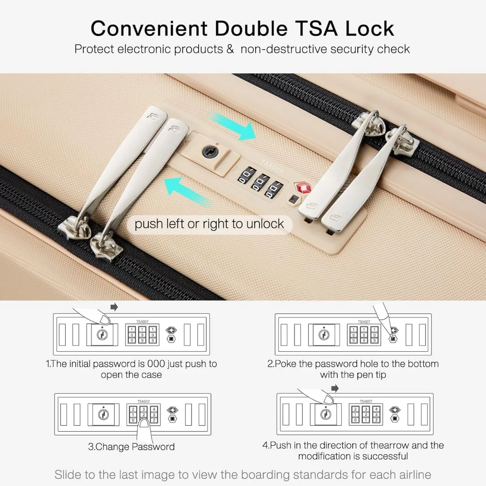 حقيبة حمل ذات هيكل صلب معتمدة من شركة Hanke Grace مع عجلات وقفل TSA، فتحة علوية مع جيب أمامي #5