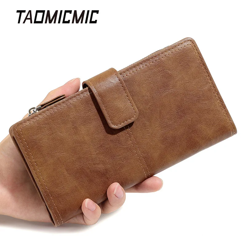 محفظة رجالية طويلة من جلد البولي يوريثان للخريف نمط جديد مزدوج الطي سعة كبيرة حامل بطاقة العملة بالجملة