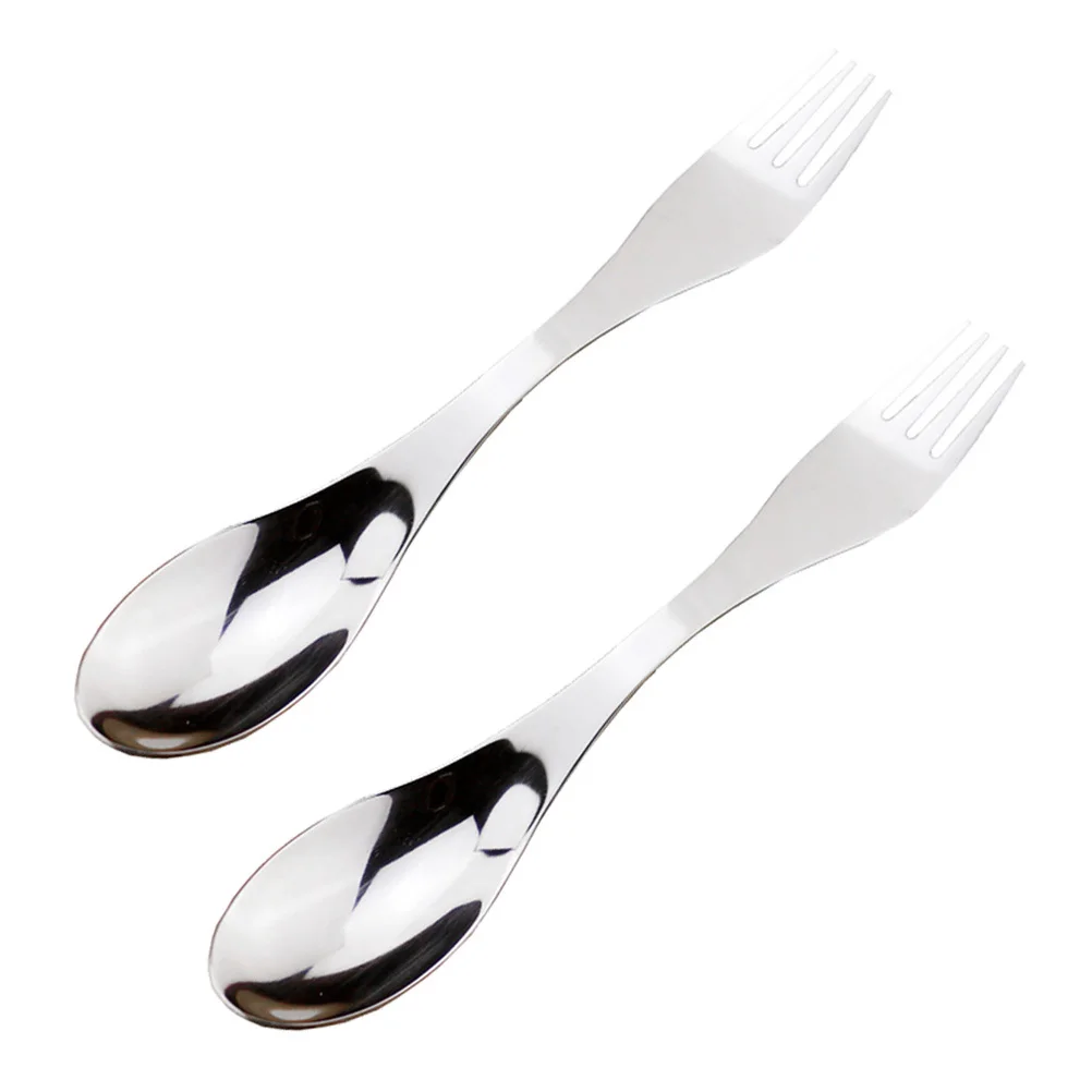 

2Pcs Stainless Steel Double-Ended Spork Compact Rustproof Flatware for Outdoor Camping Hiking Fishing Portable Cutlery
