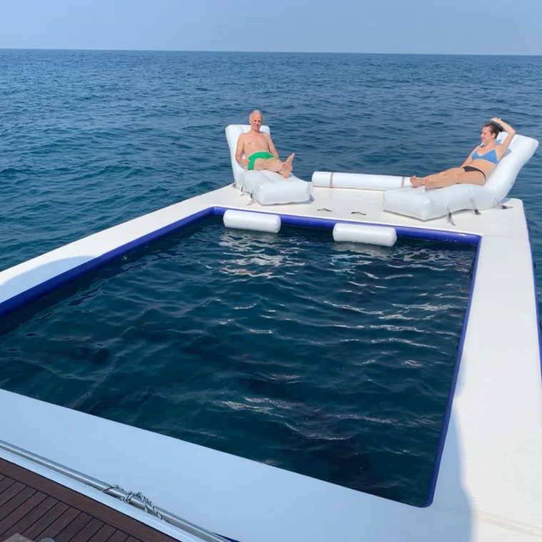 

5M Inflatable Raft Platform Island Water Floating Dock Boat Sea Pool With Net