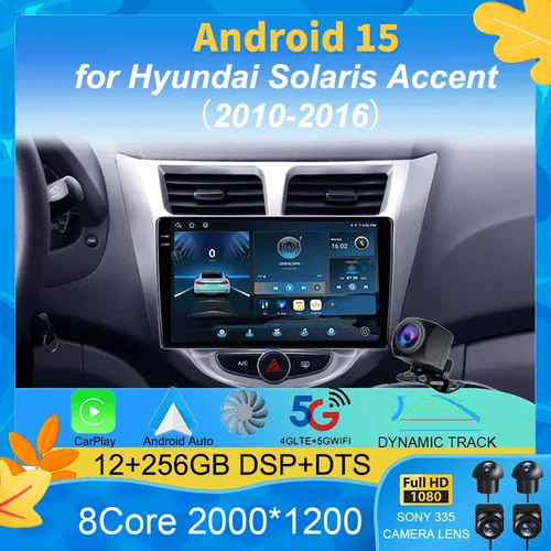 Imagen 1 del producto Radio de coche AI voz Android 15 CarPlay inalámbrico Auto para Hyundai Solaris Accent i25 2010 2011 2012 - 2016 4G Multimedia GPS 2din