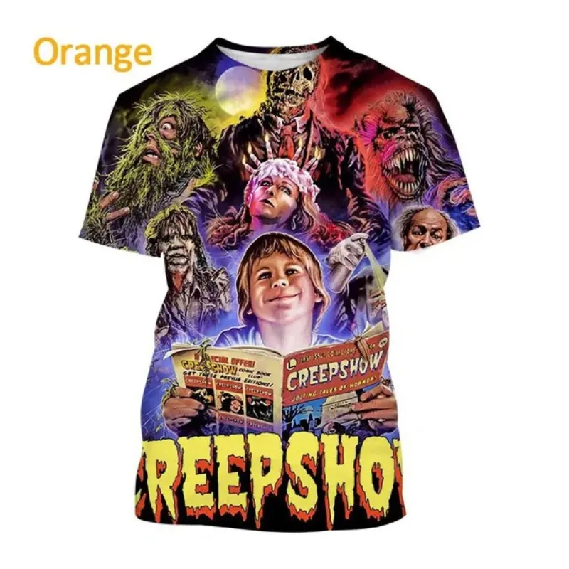 Horror Movie Creepshow Pattern T-shirt Men Super Cool Personality Street Style Casual Round Neck Short-sleeved T-shirt Top