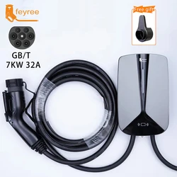 Feyree-32A 7.6KW 1 Fase EVSE Wallbox Plug e Carga, Cabo Tipo 5m para Veículo Elétrico, Carregador de Carro, Tomada GB e T