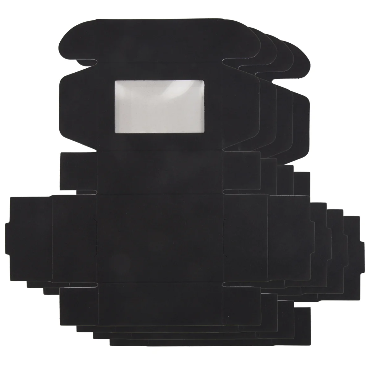 Premium-50 Pcs Mini Paper Box with Window Present Packaging Box Treat Box for Homemade Soap Treat Bakery Candy (Black)