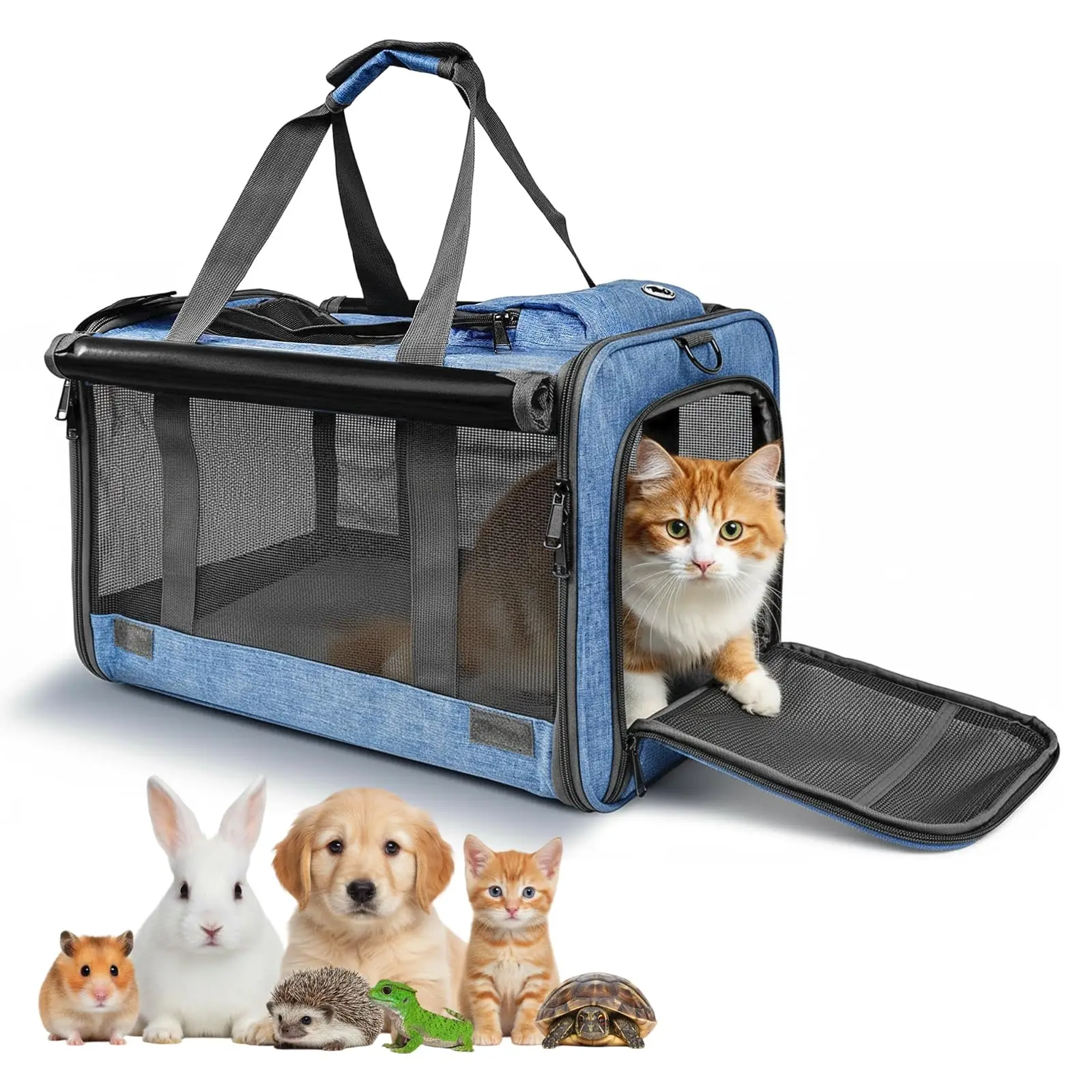 Pet Carrier for Medium-Small Cats, Collapsible Cat Carrier and Soft-Sided Pet Carrier for Medium Big Cats and Puppy Up to 17lbs,