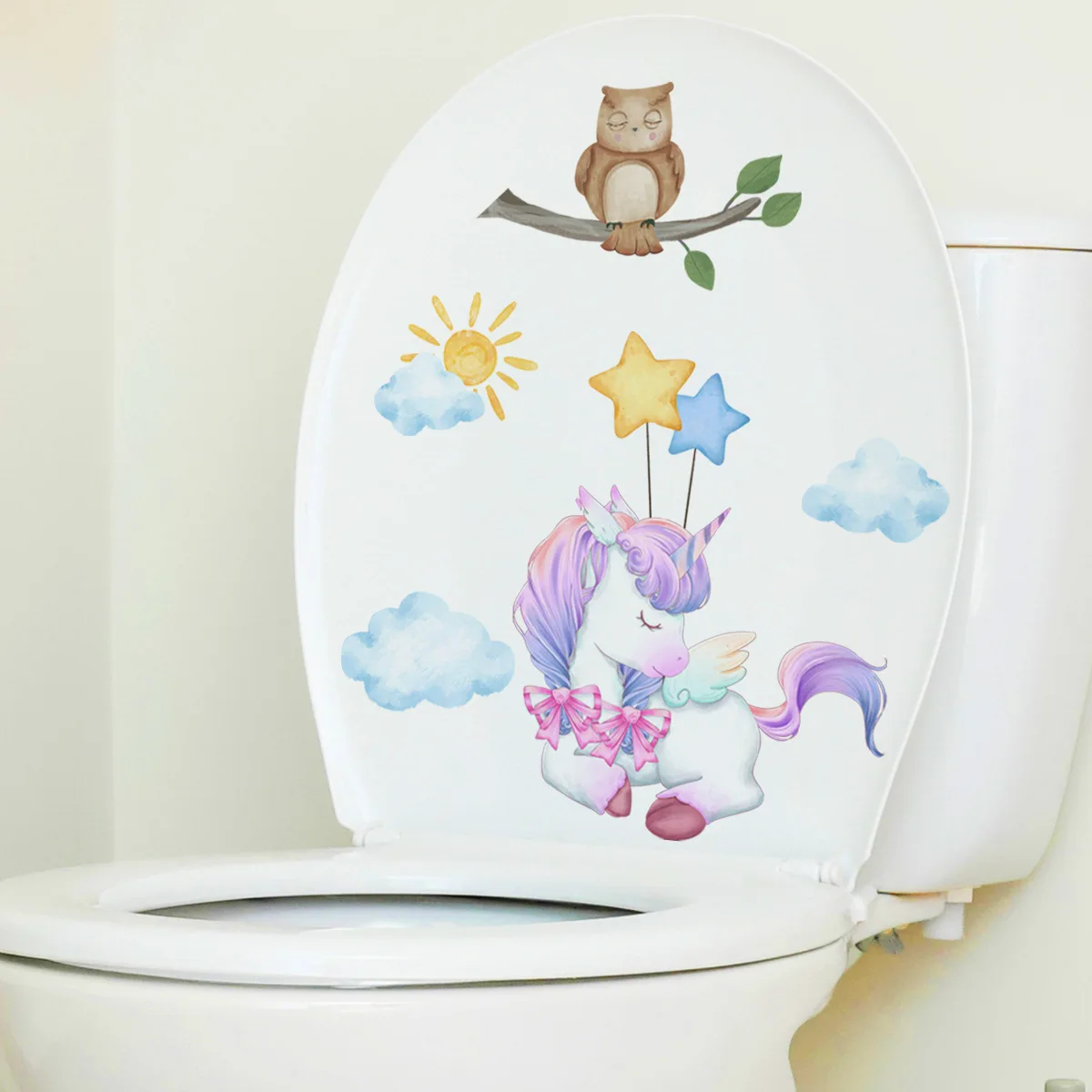 20*30cm Unicorn Cloud Sun Star Cartoon Wall Sticker Cute Toilet Living Room Bedroom Study Restaurant Decorative Wall Sticker