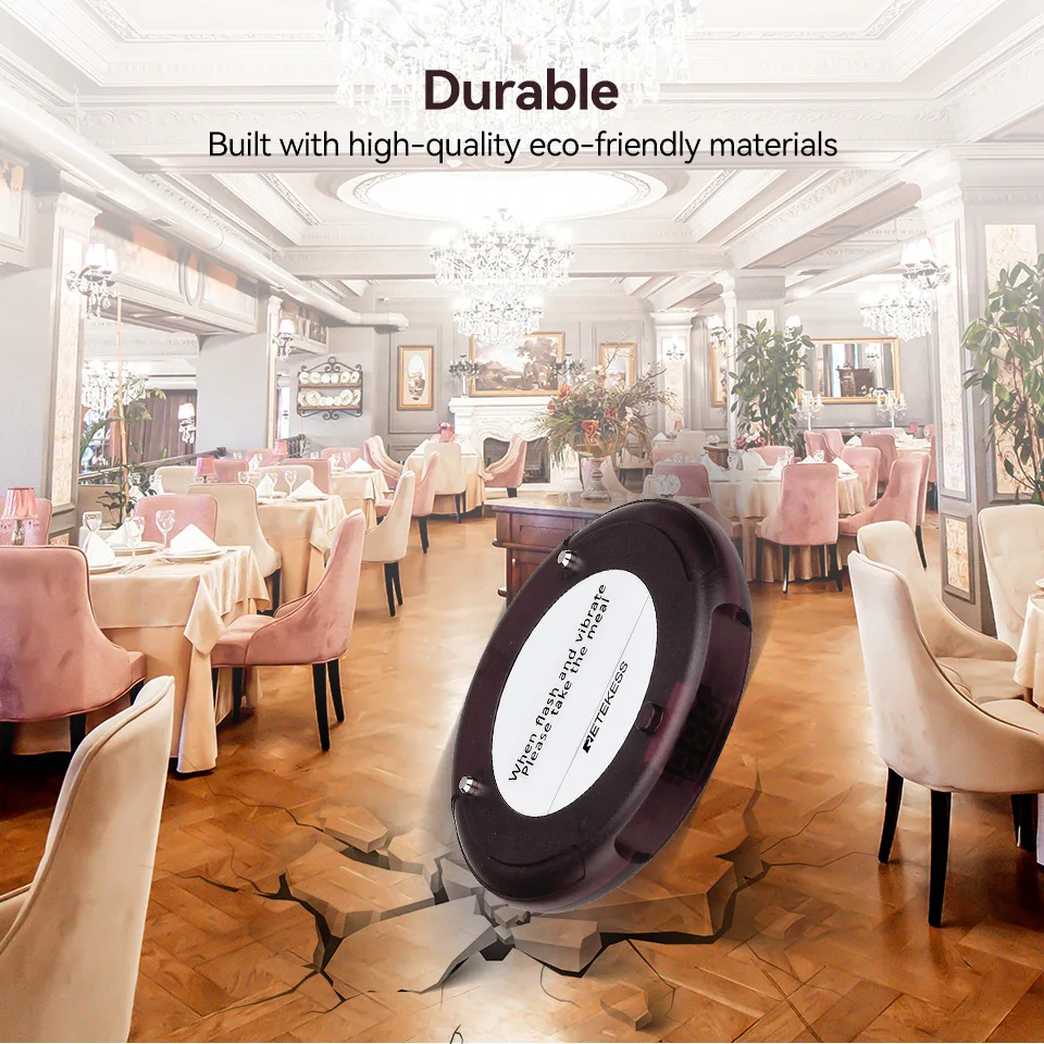 RETEKESS TD163 Restaurant-Pager Drahtloses Rufsystem mit platzsparendem Vibrationsalarm bei niedrigem Batteriestand für Food Trucks und Cafés – Detail 13