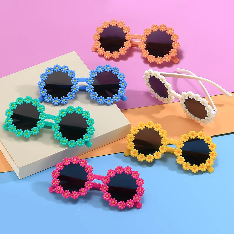 2024 New Sunglasses, Cartoon Children's Glasses For Boys And Girls, Cute Small Flowers, Little Daisy Baby Sunglasses