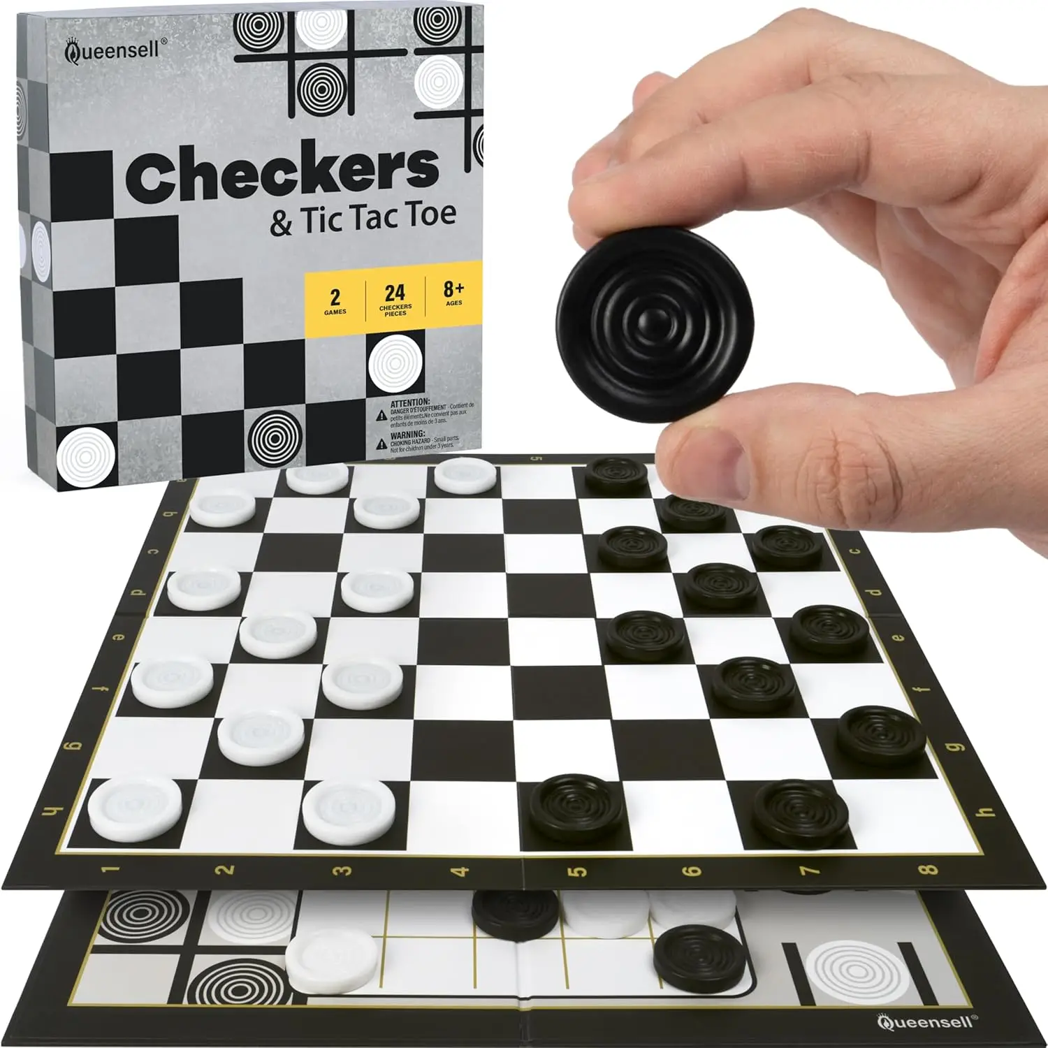 

Checkers Board Game with 30 Checkers Pieces - Classic Board Game for Kids and Adults