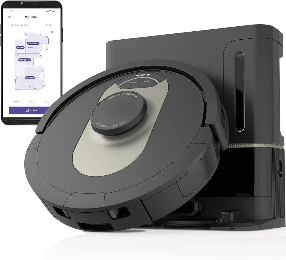 

AV2501AE AI Robot Vacuum with XL HEPA Self-Empty Base,Perfect for Pet Hair,Wi-Fi Connected, Carpet & Hard Floor, Black