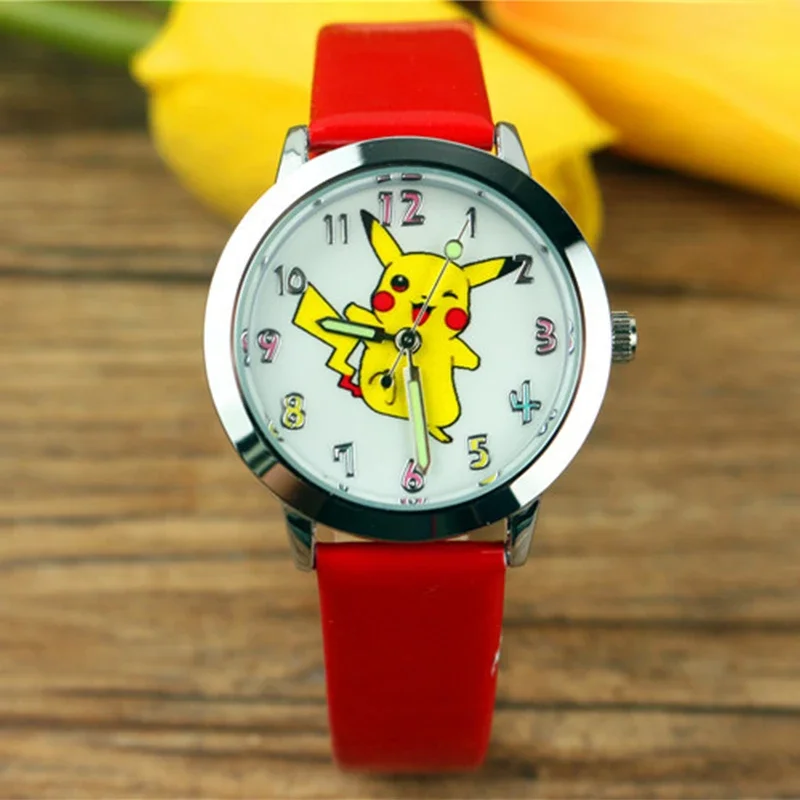 Pokemon Pikachu Cartoon Children Quartz Watch Anime Figure Wrist Watches Cute Boys Girls Sport Watch Christmas Birthday Gift