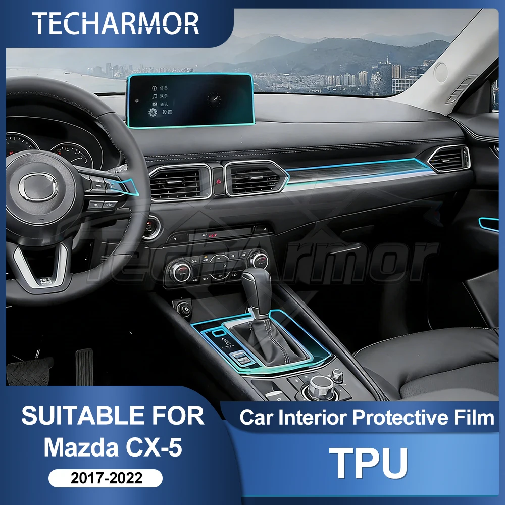 Auto-Innenraum-TPU-Schutzfolie, kratzfeste Folie für Mazda CX 5 2017–2022, Auto-Schutzfolie, transparente, reißfeste Aufkleber, Zubehör