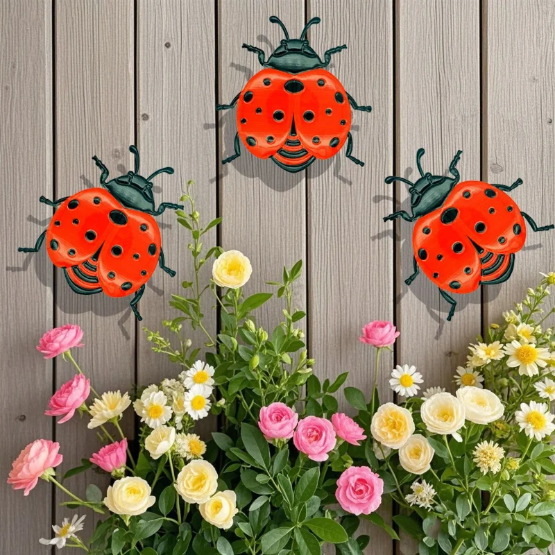 Art Craft Ladybug - 3 adet Metal yedi yıldızlı uğur