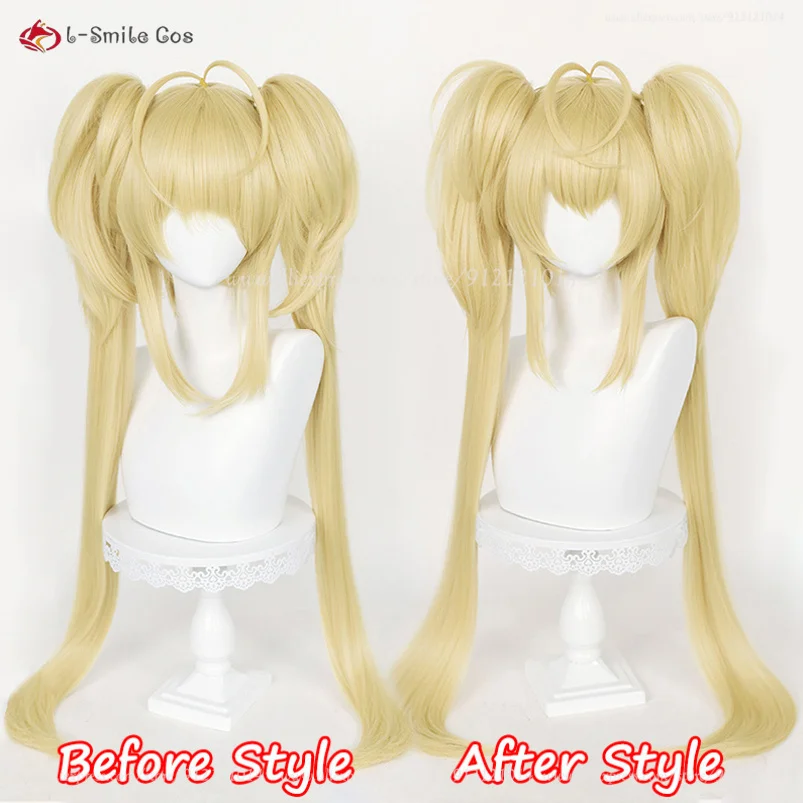 Anime Tsukiyomi Utau Cosplay Wig 90cm Long Golden Yellow Wigs Heat Resistant Synthetic Hair Halloween Party Wig + Wig Cap